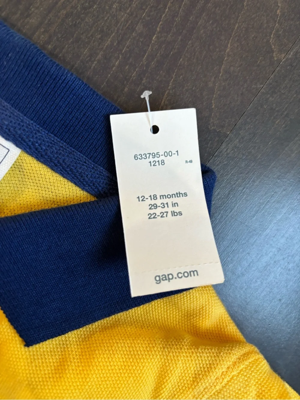Baby GAP Yellow and Navy Striped Polo Shirt size 12-18 months
